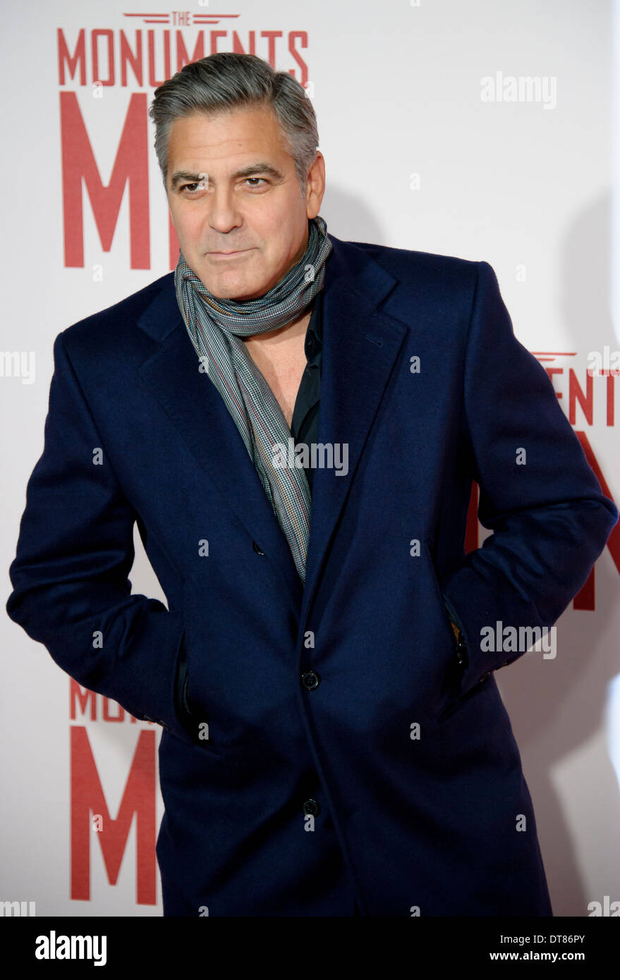 George Clooney arrives for the UK Premiere of 'The Monuments Men' at a central London cinema, London. Stock Photo