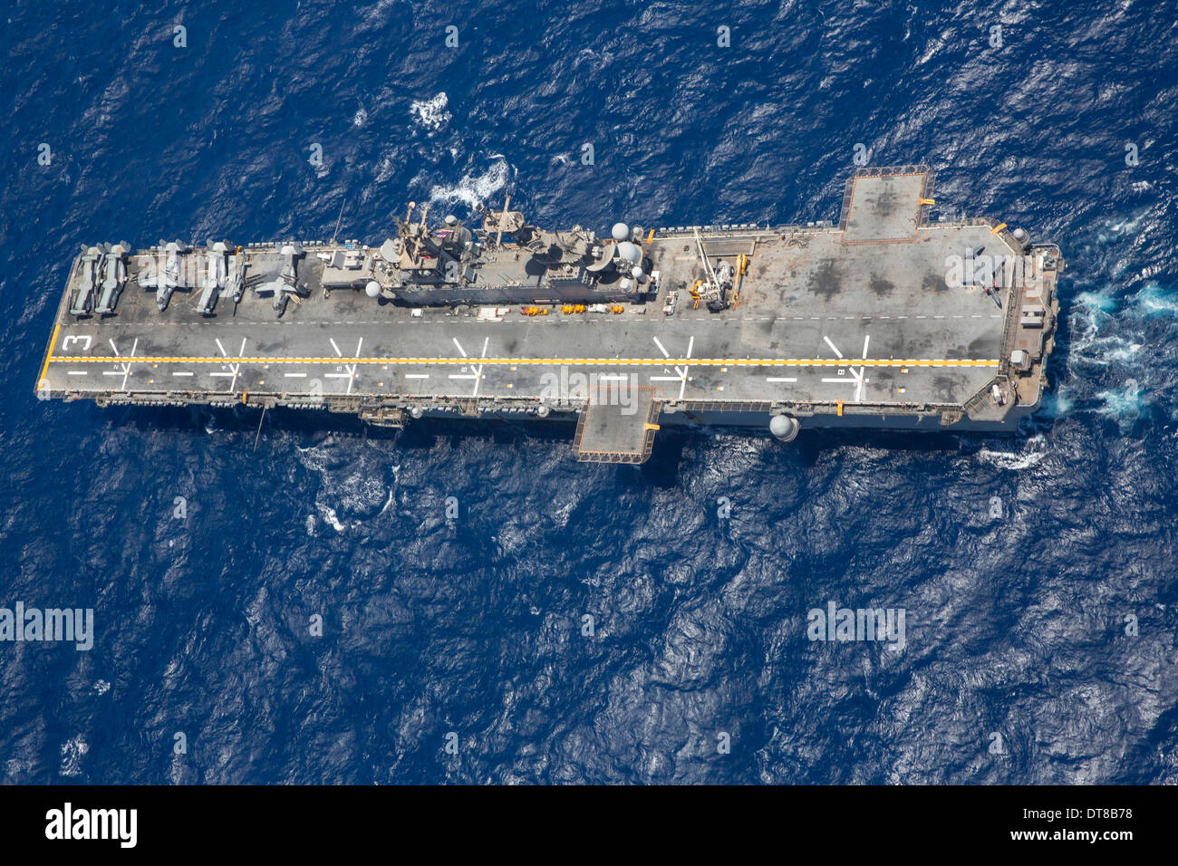 Amphibious assault ship USS Kearsarge transits the Red Sea. Stock Photo