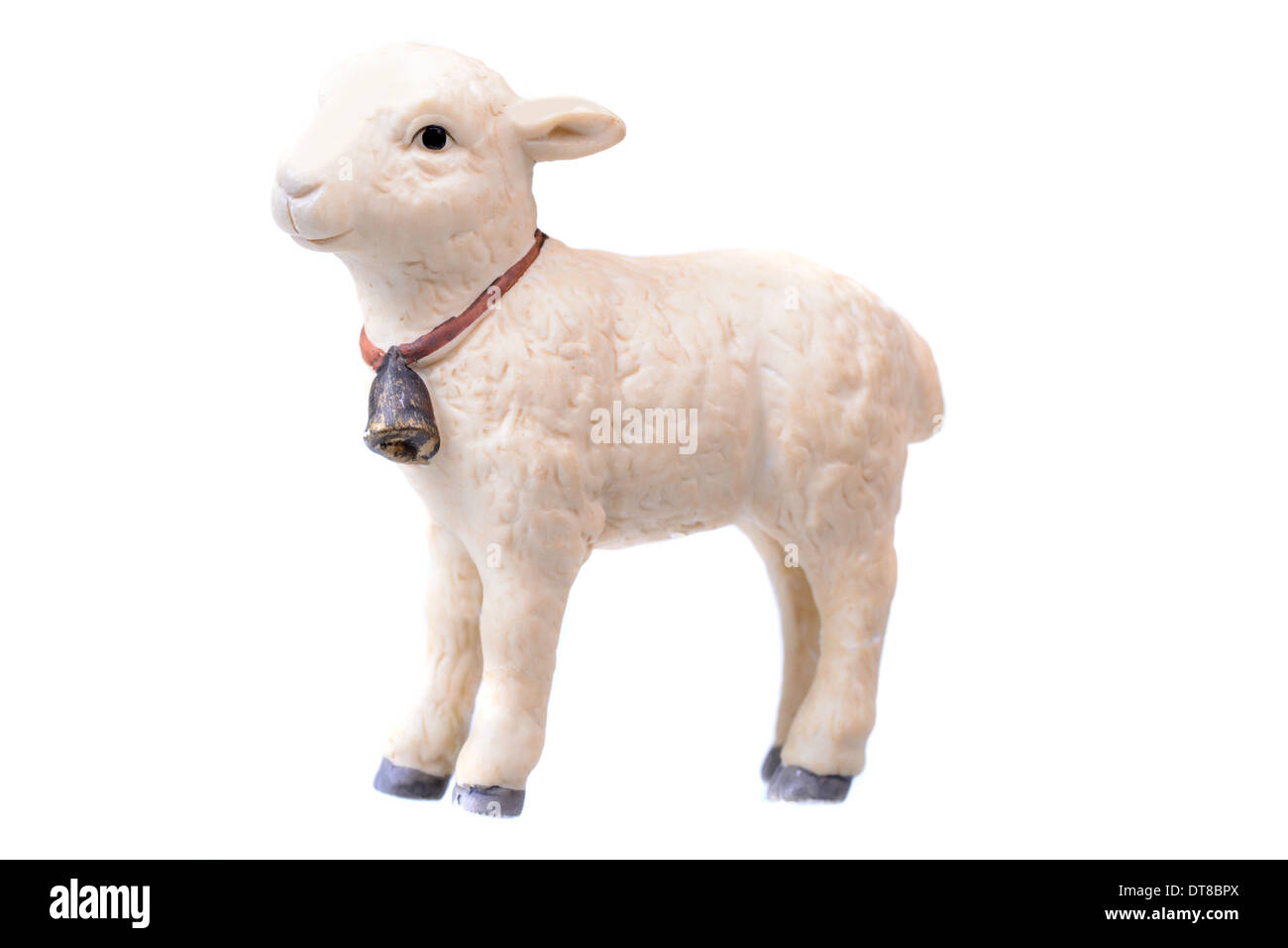 Small little lamb figurine isolated on White Stock Photo