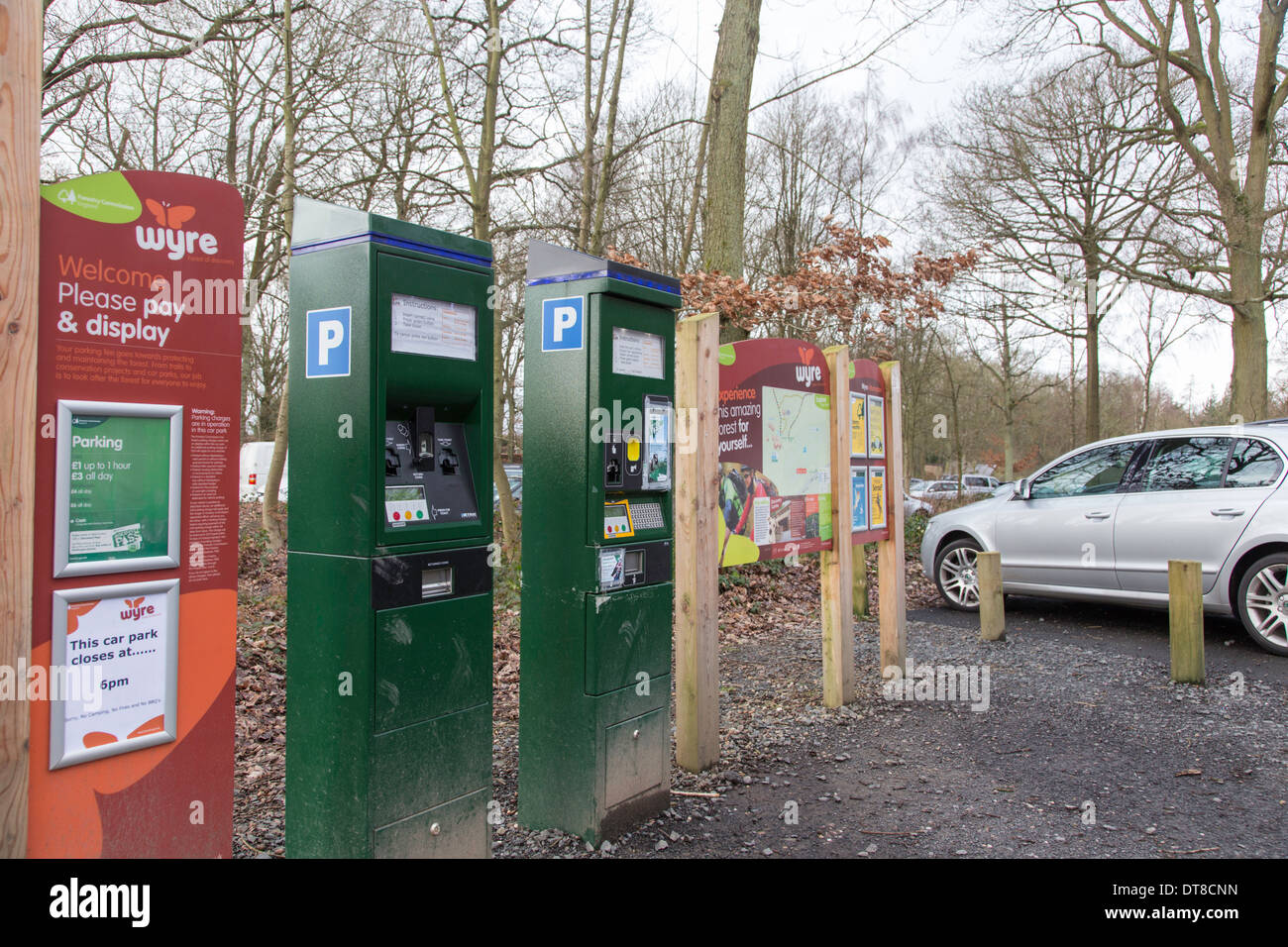 Pay and display machine at a Forestry Commission car park, England, UK
