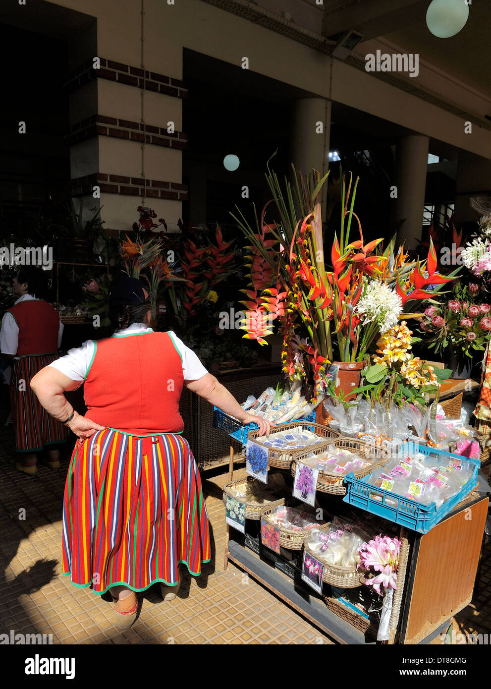 Flower seller and stall Madeira Portugal Stock Photo