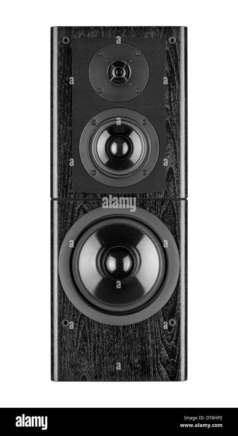 Black audio speaker, stereo equipment. Stock Photo