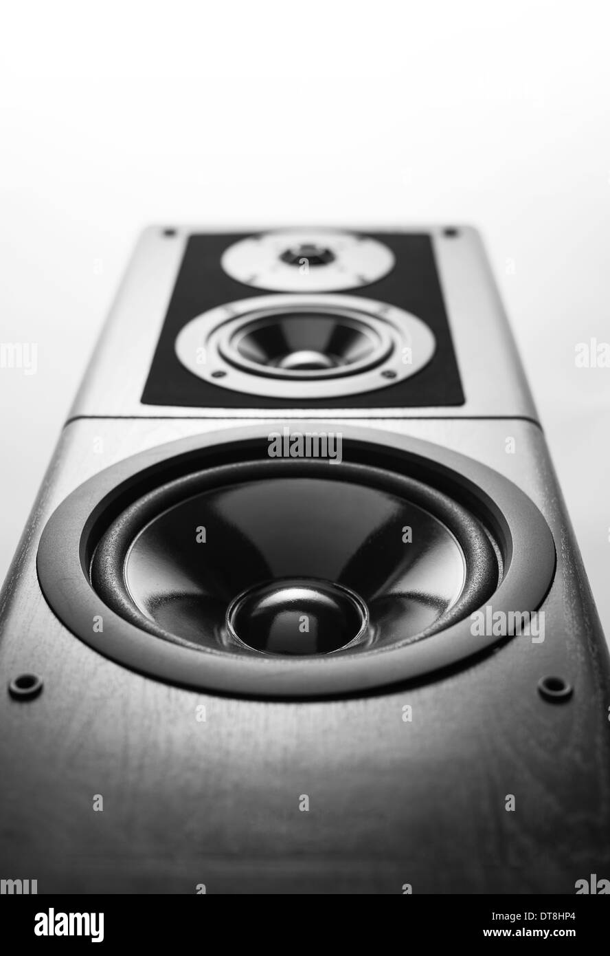 Black audio speaker, stereo equipment Stock Photo Alamy