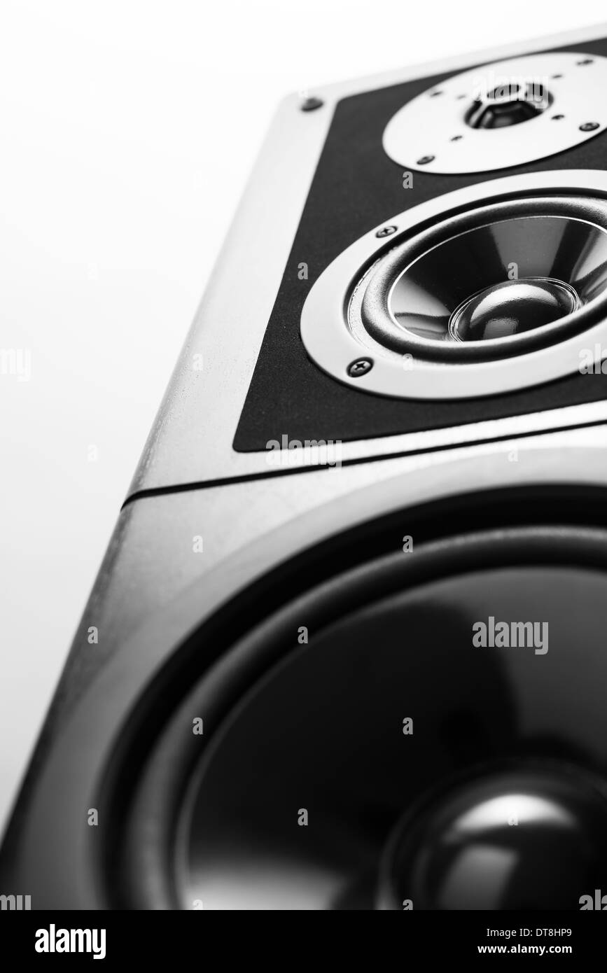 Black audio speaker, stereo equipment Stock Photo Alamy