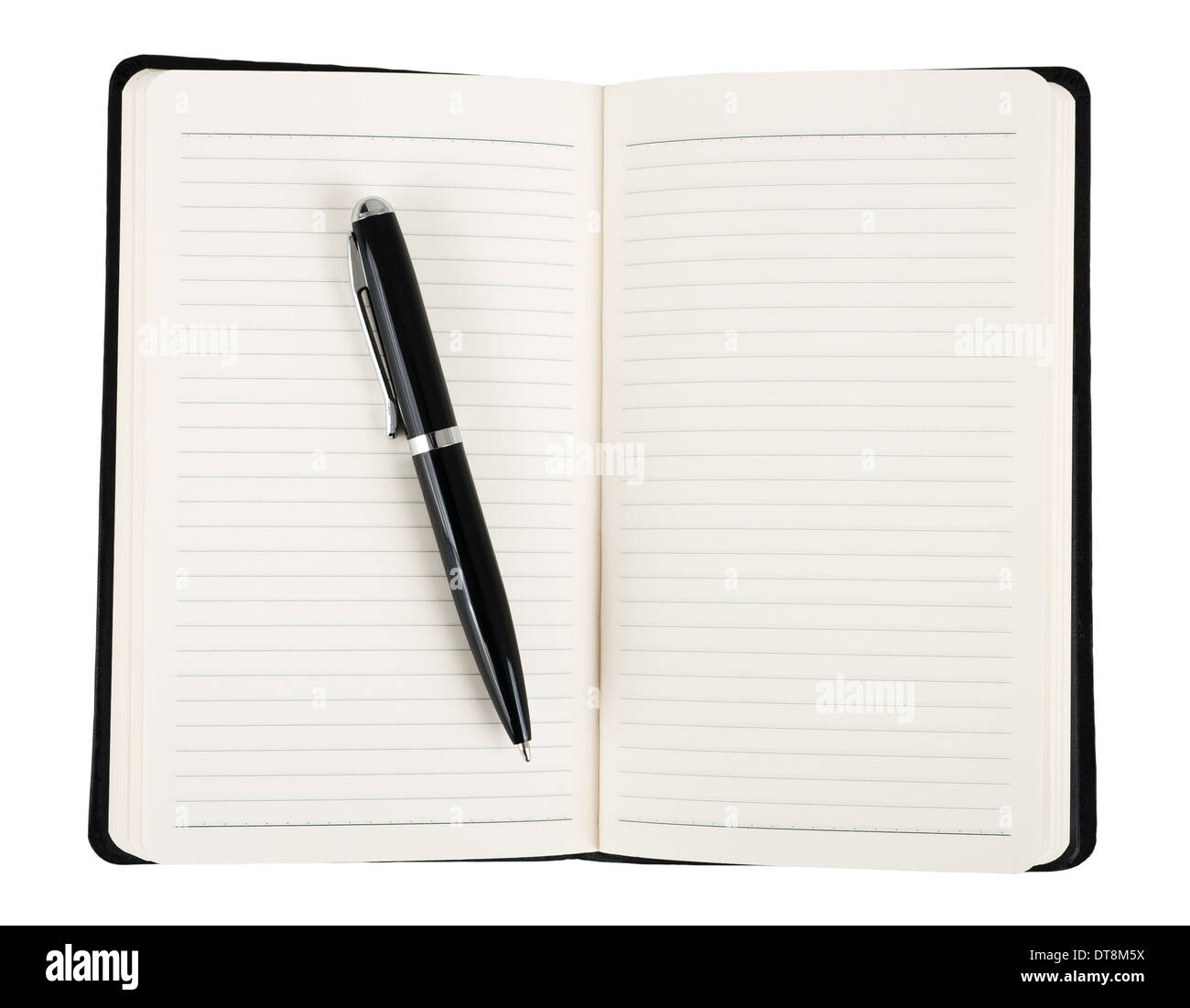 Notebook with pen isolated on white Stock Photo