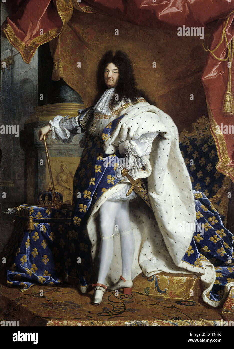 Hyacinthe Rigaud - Portrait of Louis XIV in his Coronation robe - 1701 - Louvre museum Paris Stock Photo