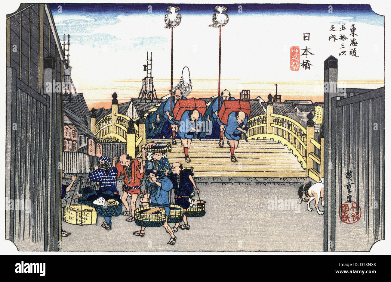 Utagawa Hiroshige - 歌川 広重 - The 53 Stations of the Tokaido - Nihonbashi Stock Photo