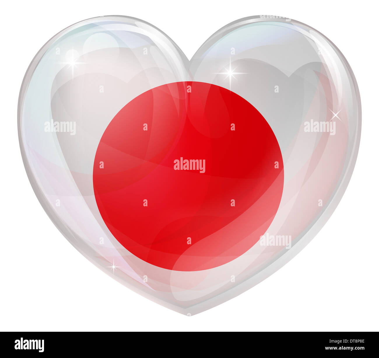Japan flag love heart concept with the Japanese flag in a heart shape Stock Photo