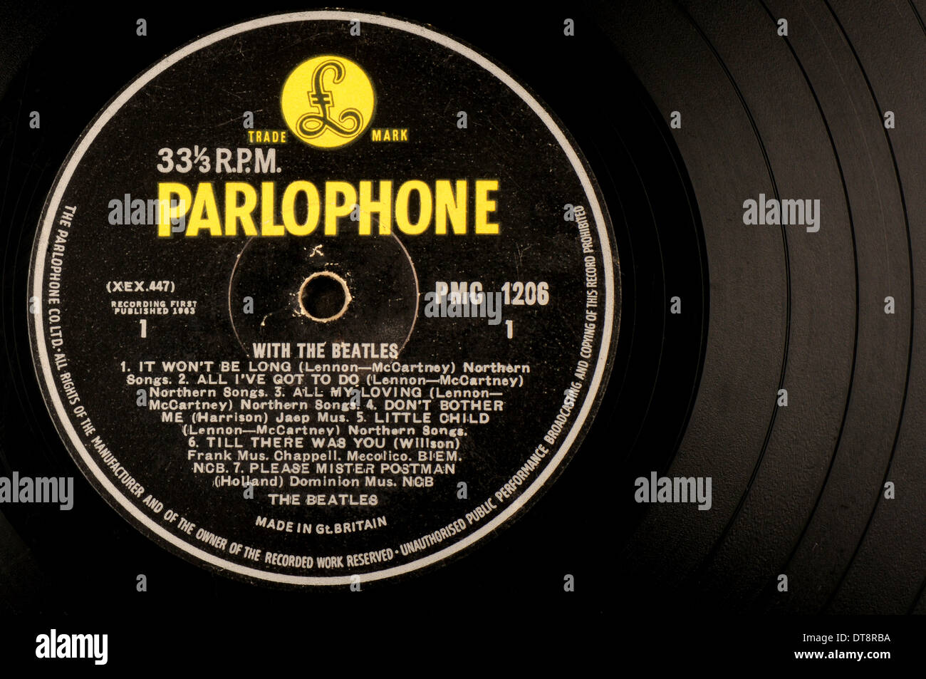 Original Beatles album with Parlophone label Stock Photo