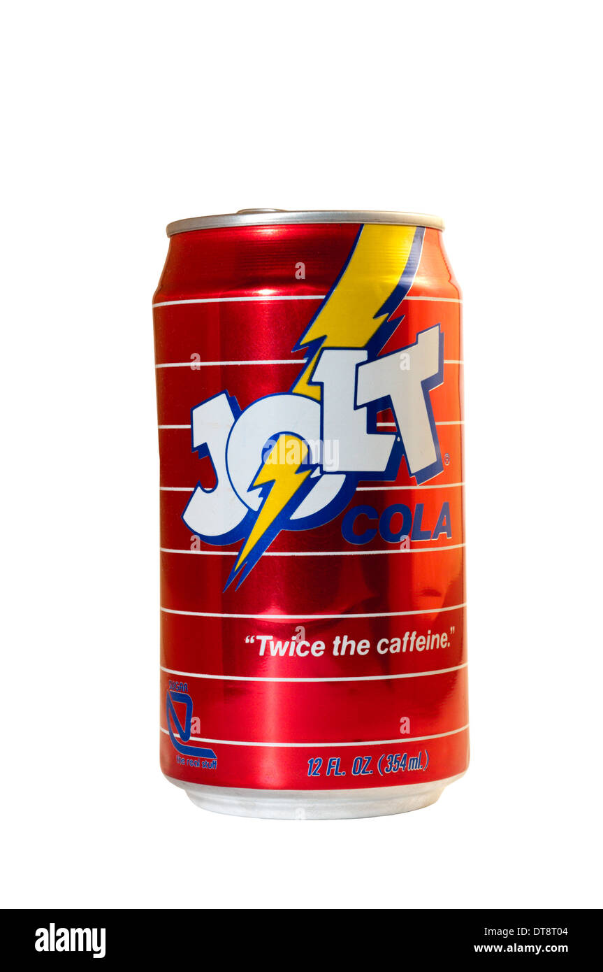 A can of original Jolt Cola c1990, much favoured by young computer programmers as a high-energy drink. Stock Photo