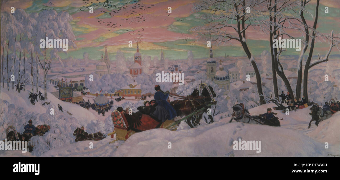 Shrovetide, 1916. Artist: Kustodiev, Boris Michaylovich (1878-1927) Stock Photo