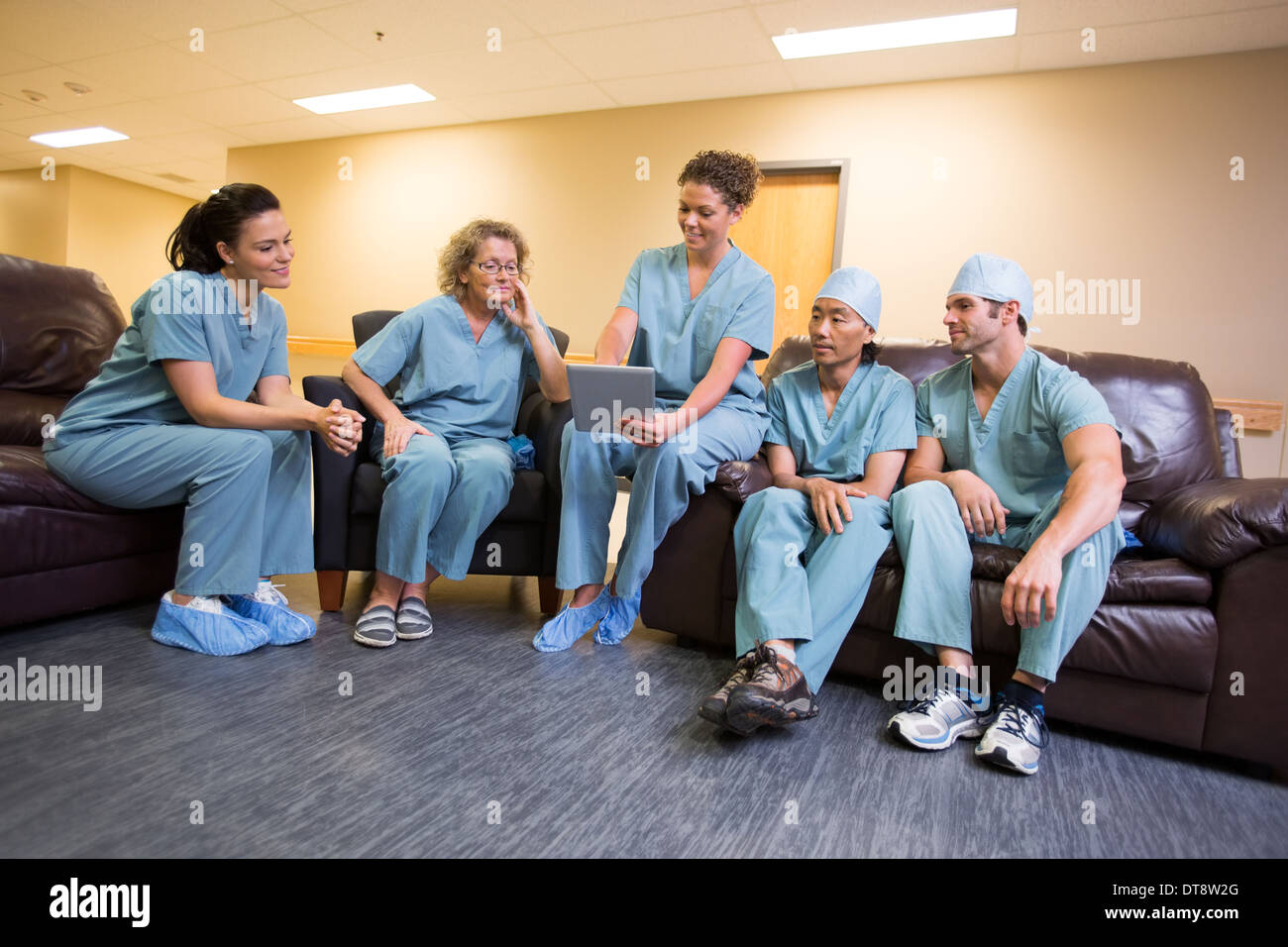 Surgical Team in Lounge Stock Photo