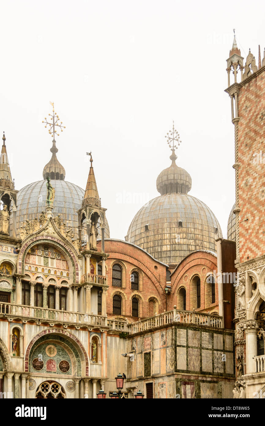 Venice, Italy. St Mark´s Basilica, Patriarchal Cathedral Basilica of Saint Mark at an overcast day. Stock Photo