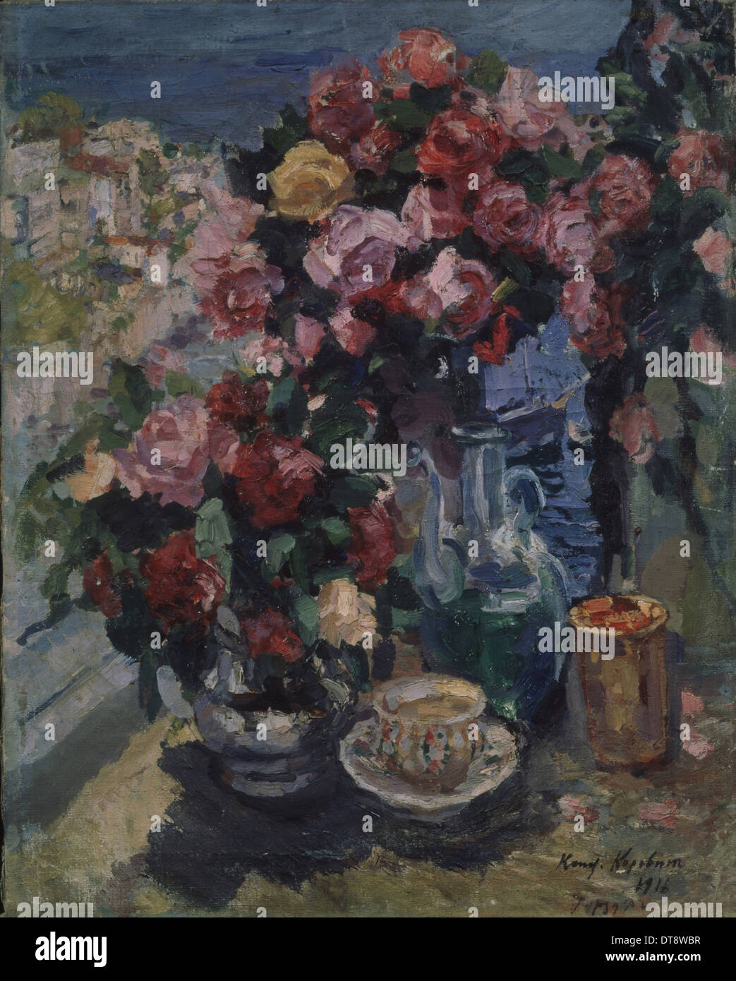 Roses. Gurzuf, 1916. Artist: Korovin, Konstantin Alexeyevich (1861-1939) Stock Photo