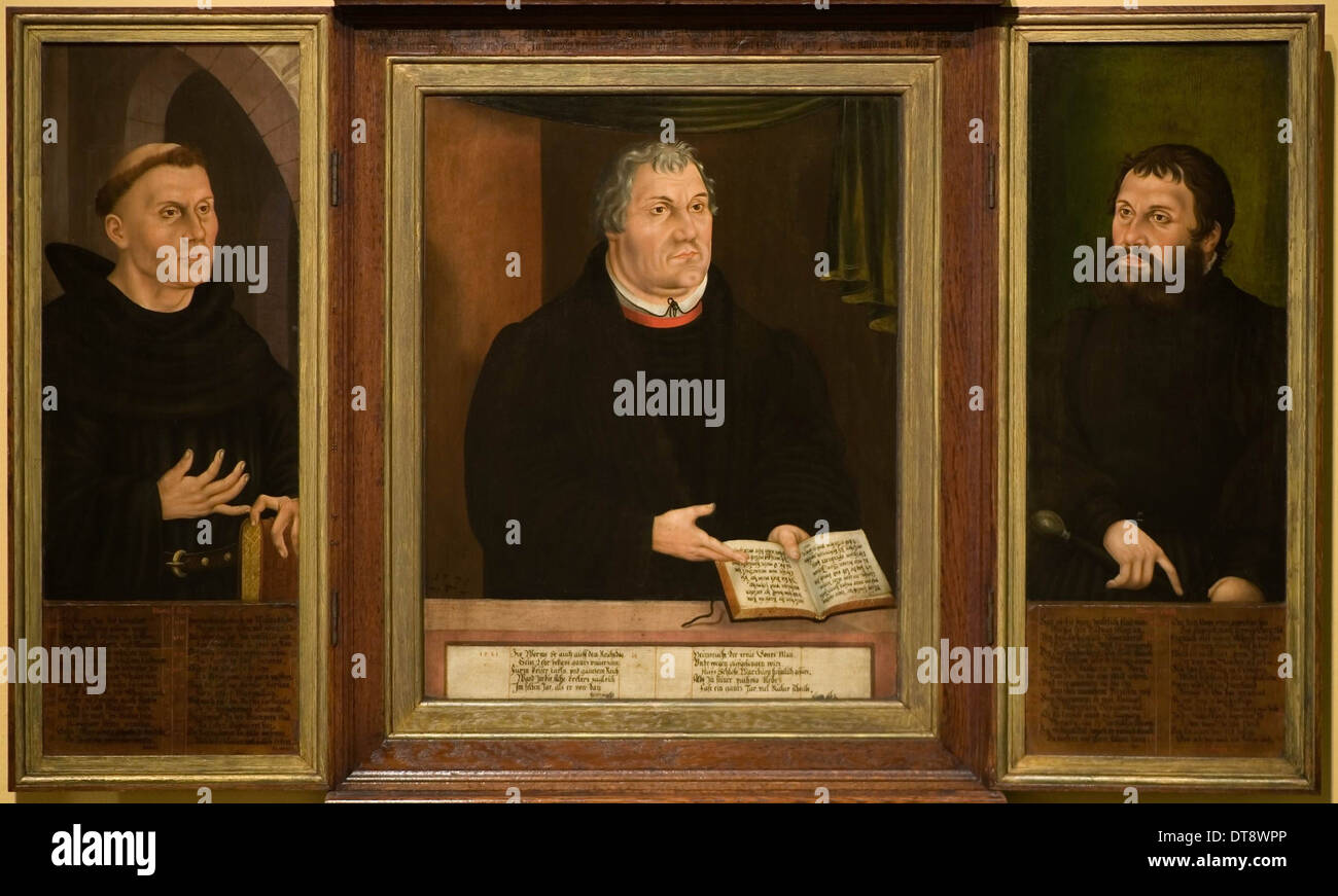 The Luther Shrine, triptych, 1572. Artist: Thiem, Veit (?-ca 1574) Stock Photo