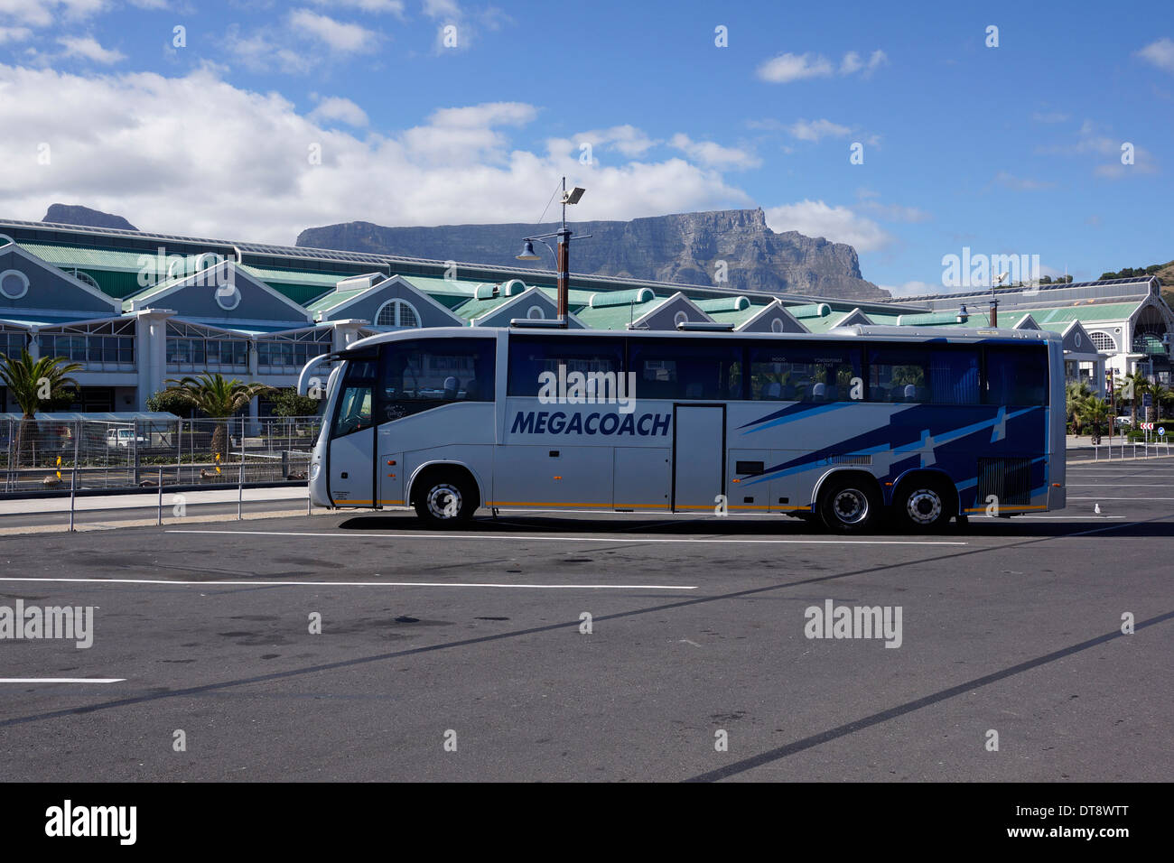 Tour bus parked at the Victoria and Alfred Waterfront, a popular