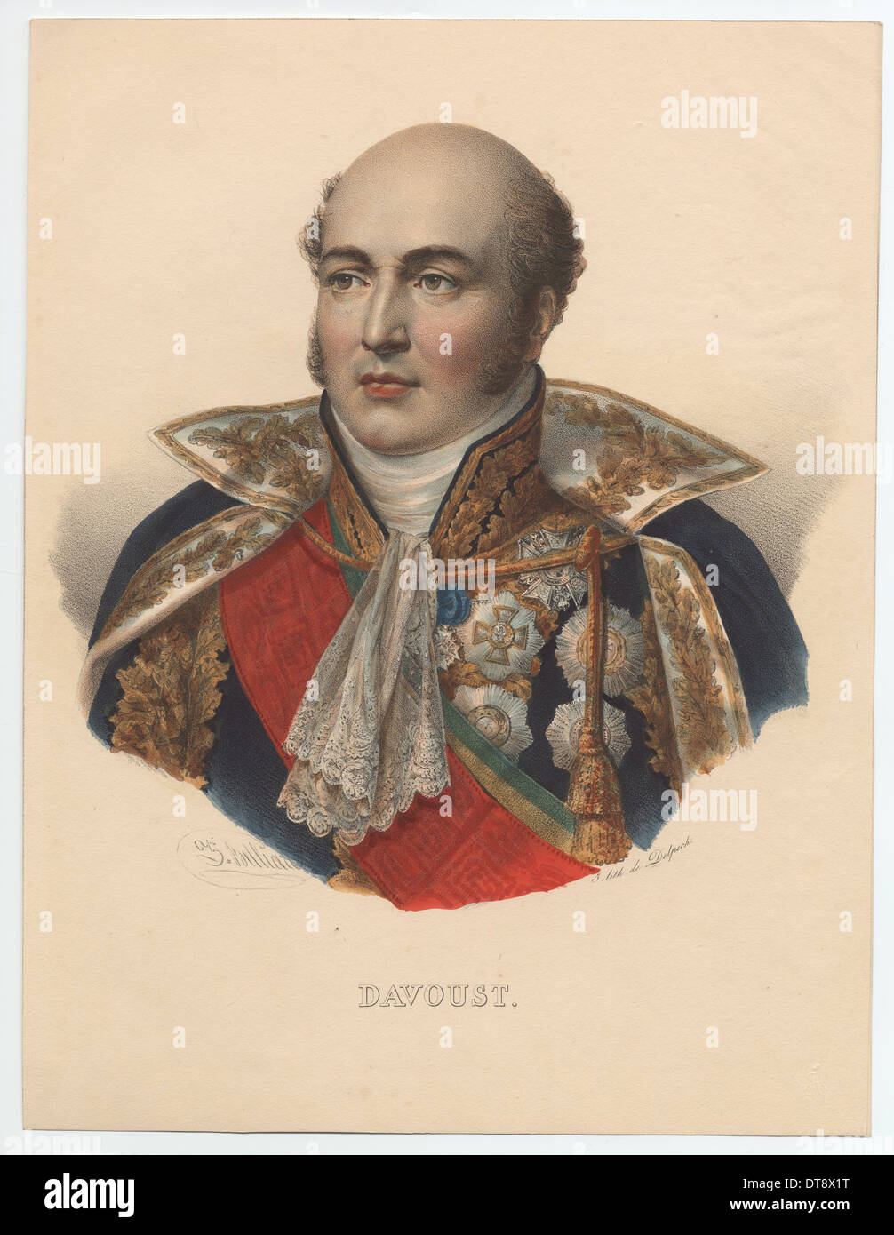 Image of François Delpech (1778-1825). Louis-Nicolas Davout (1770-1823),  Marshal Of France, Duke Of Auerstedt And Prince Of Eckmühl. Lithography,  French National Library. Full Credit: Neurdein / Roger-Viollet / Granger --  All Rights