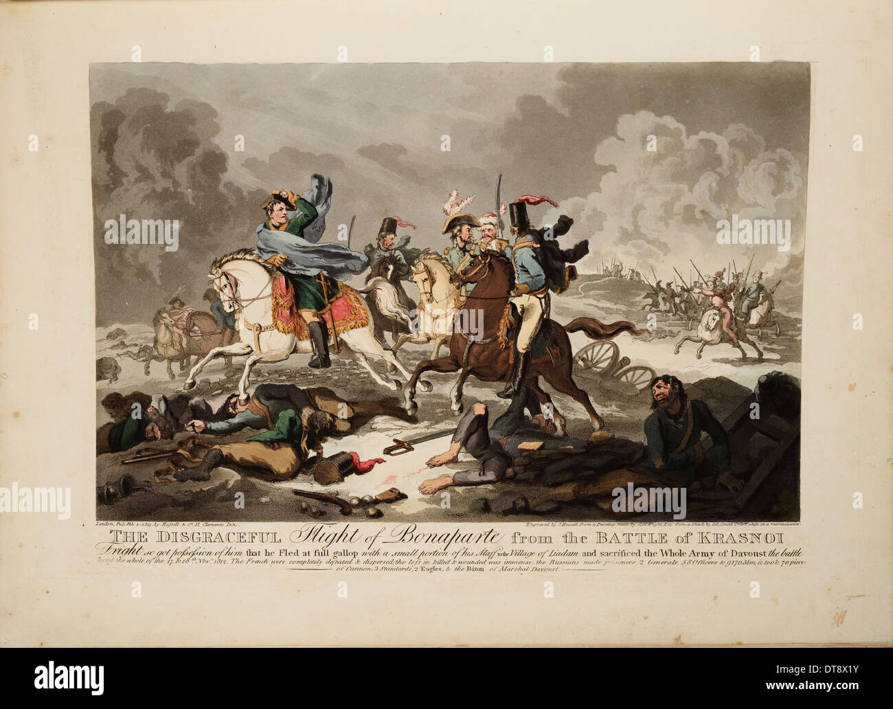The Flight of Bonaparte from the Battle of Krasnoi, 1814. Artist: Wright, John Massey (1777-1866) Stock Photo