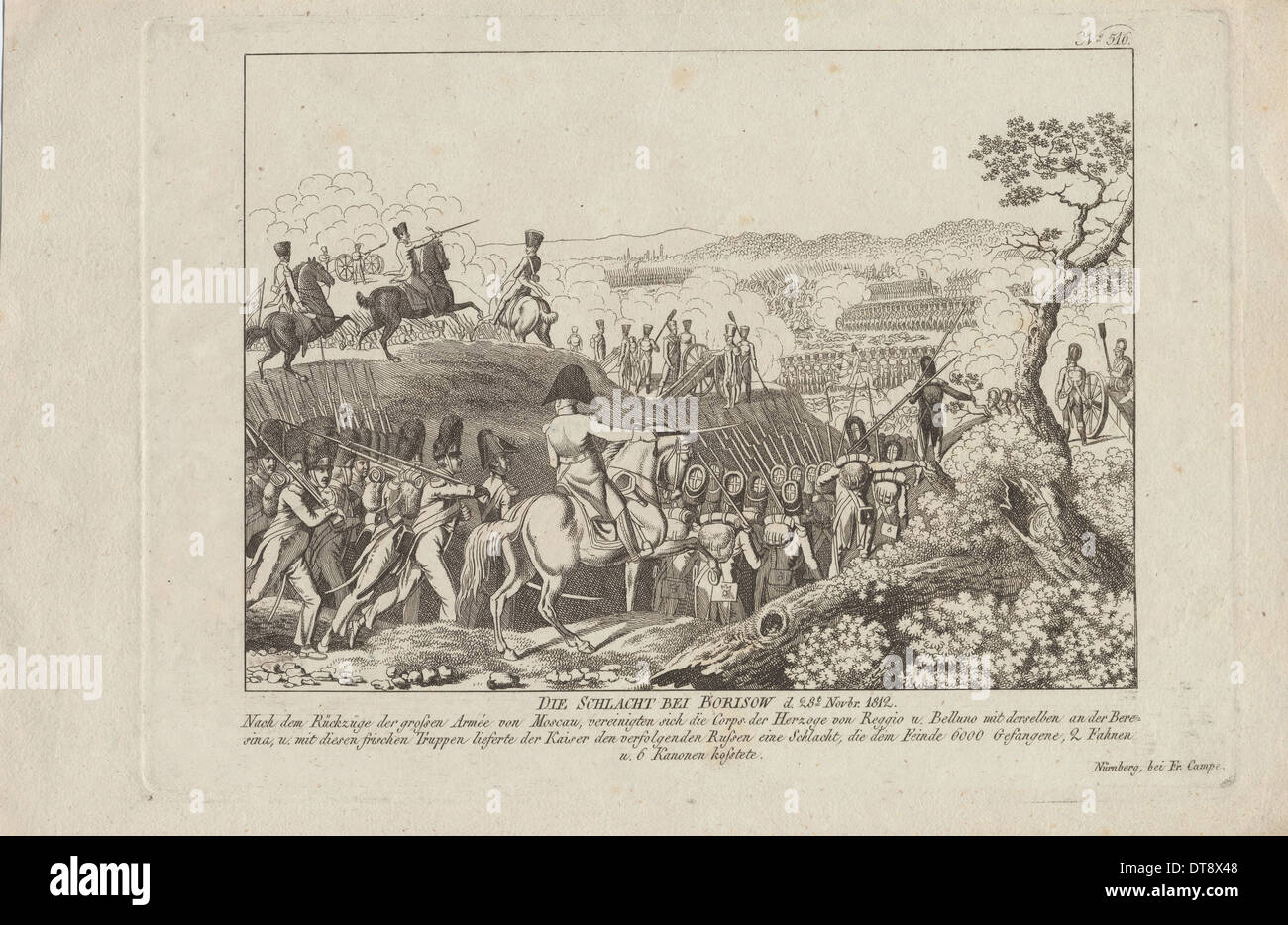 The Battle of Borisov on November 28, 1812. Artist: Campe, August Friedrich Andreas (1777-1846) Stock Photo