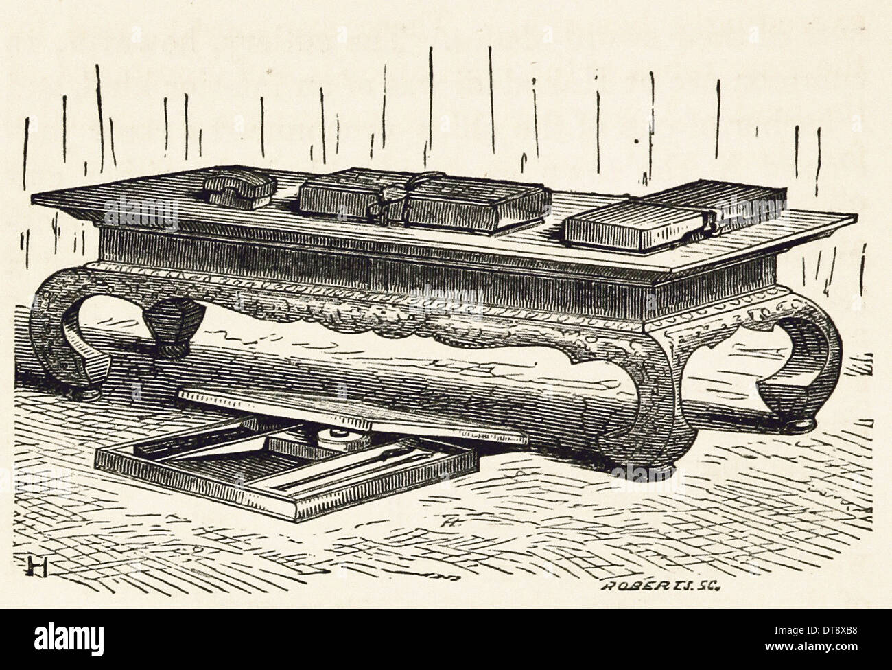 Japanese British Engraving XIX th century Stock Photo