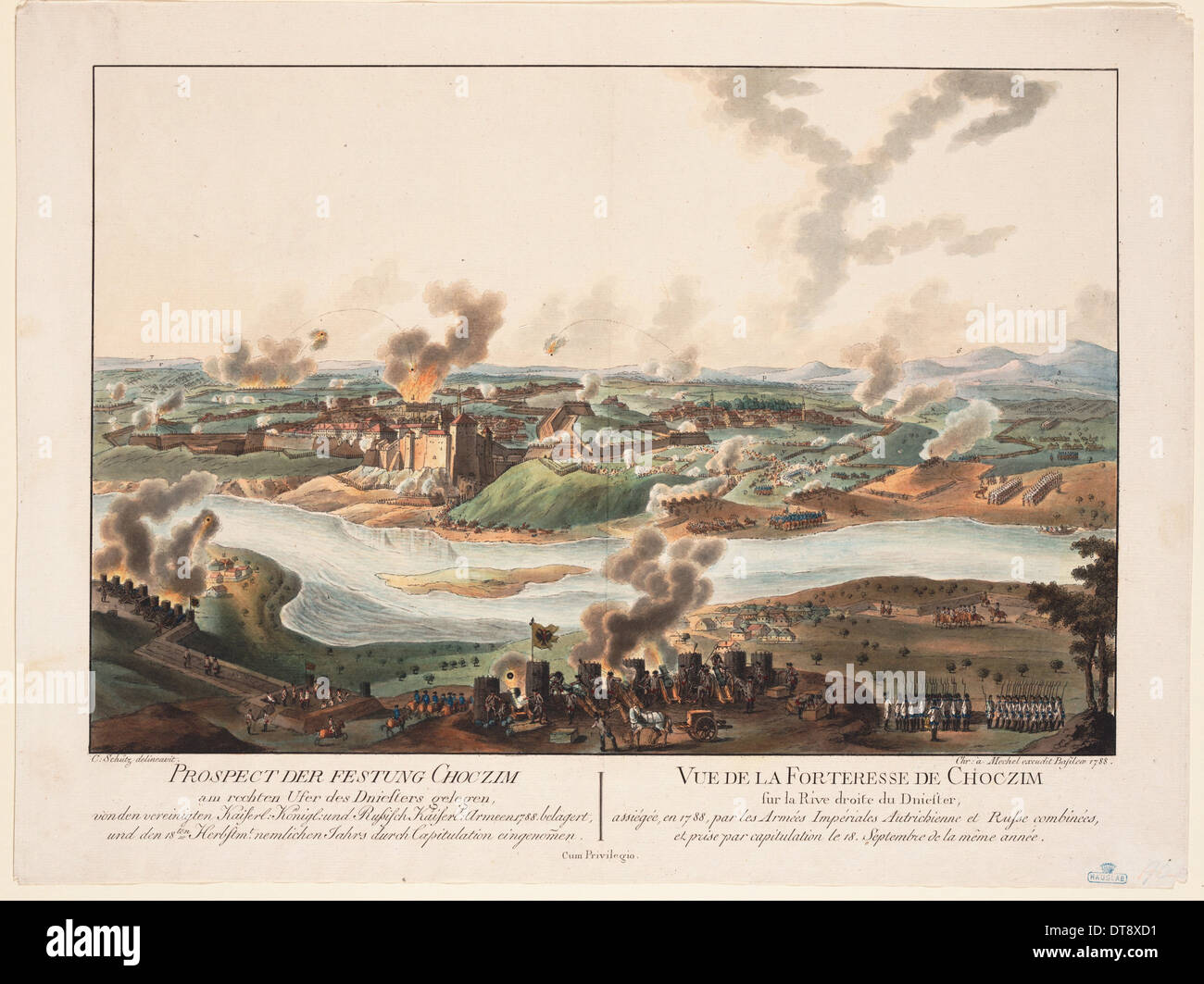 The siege of Khotyn in 1788, 1788. Artist: Schuetz, Carl (1745-1800) Stock Photo