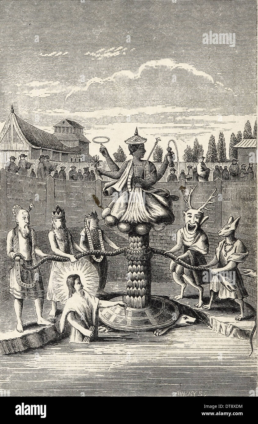 The Supreme deity ( Amida ) of the Japanese - British Engraving XIX th century Stock Photo