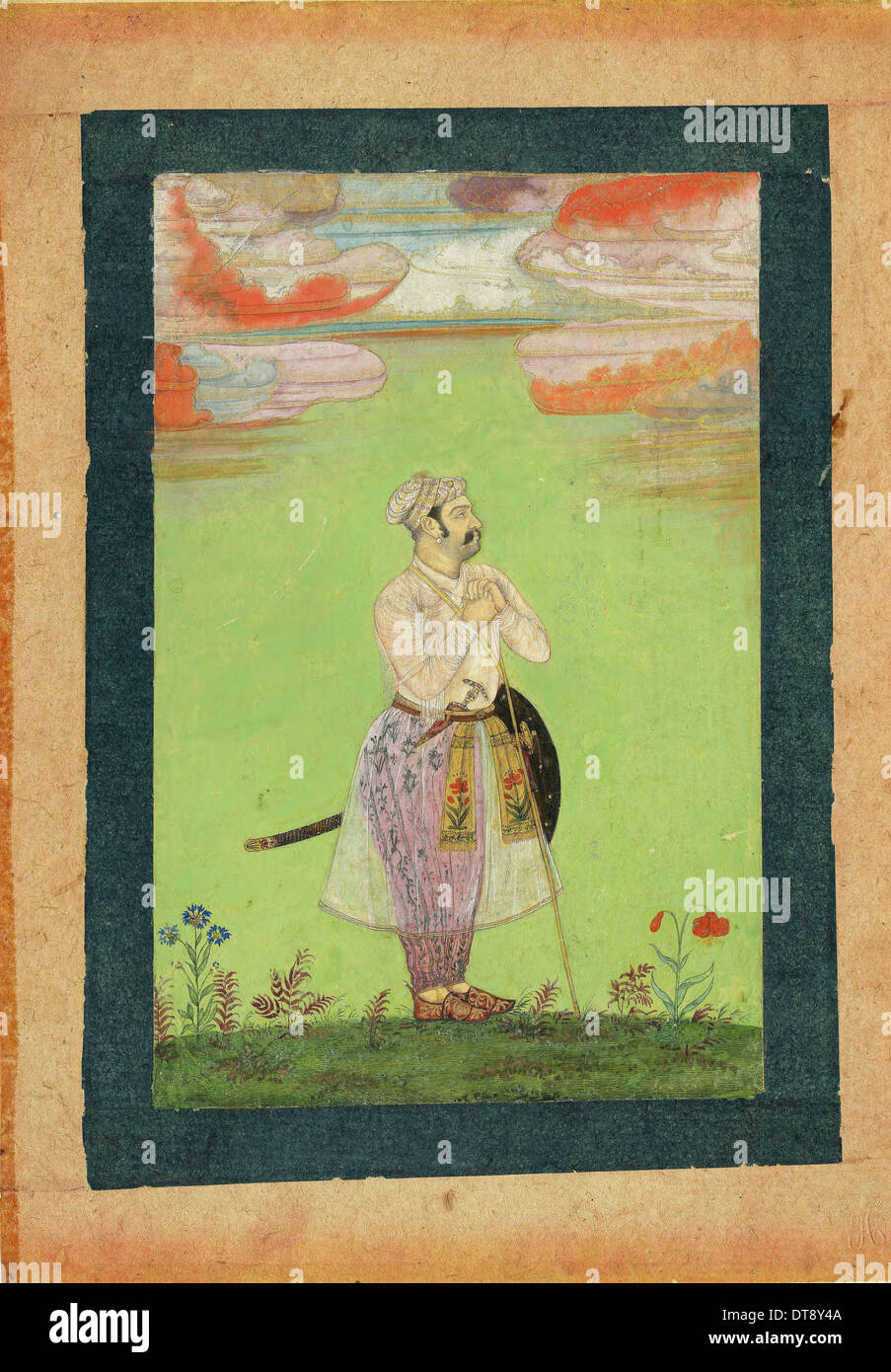 Mughal officer, c. 1650. Artist: Indian Art Stock Photo