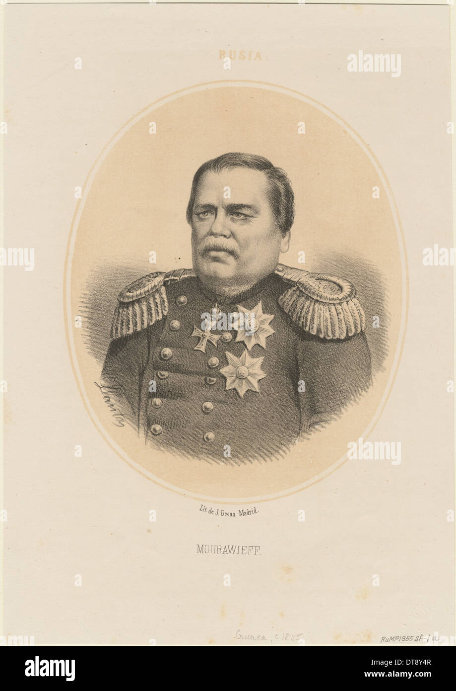 Portrait of Count Nikolay Muravyov-Amursky (1809-1881), 1865. Artist: Llanta, Jacques François Gaudérique (1807-1864) Stock Photo