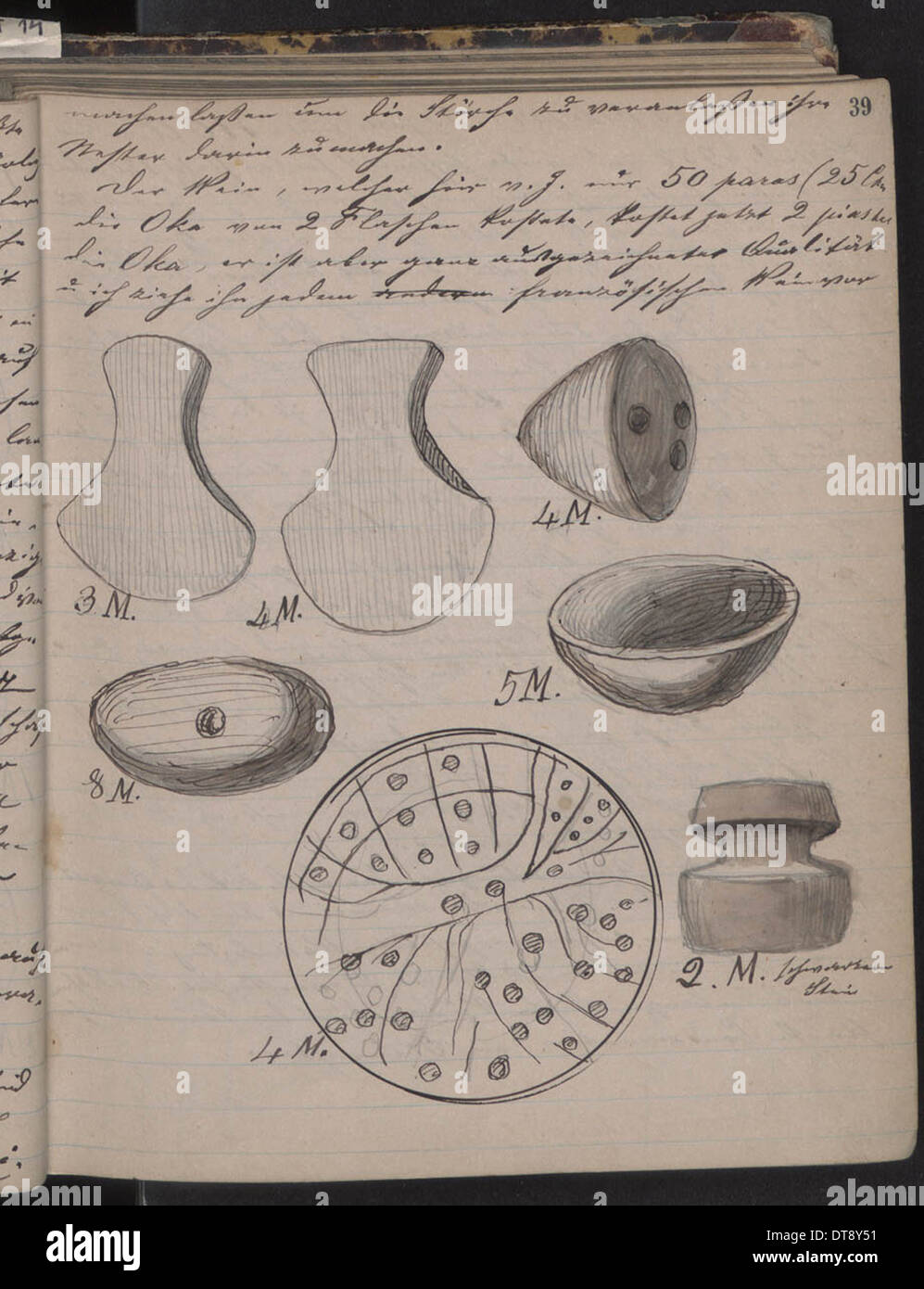 The Schliemann's diary contains sketches of discoveries, 1873. Artist: Schliemann, Heinrich (1822-1890) Stock Photo