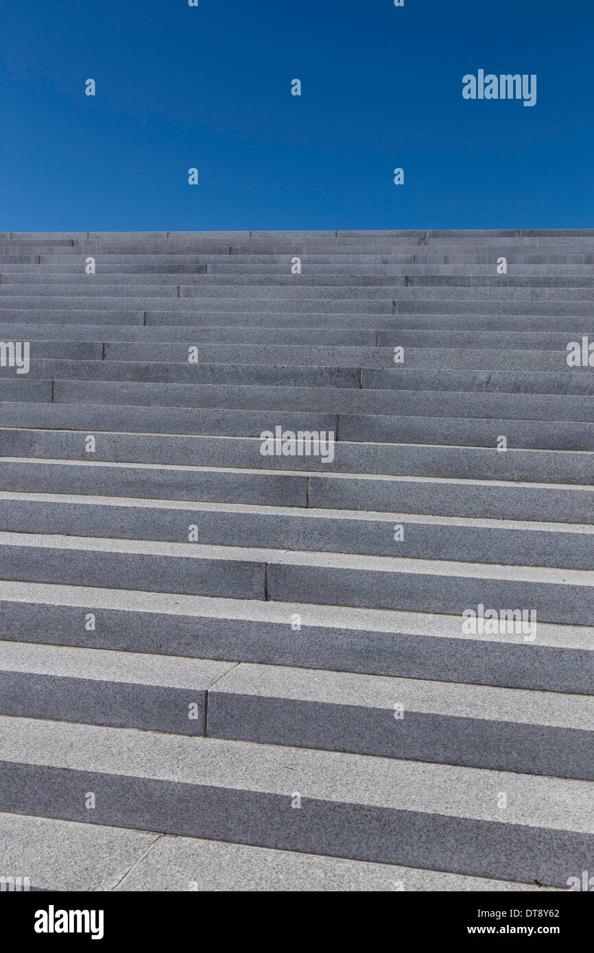 Granite Stairs and Blue Sky Stock Photo