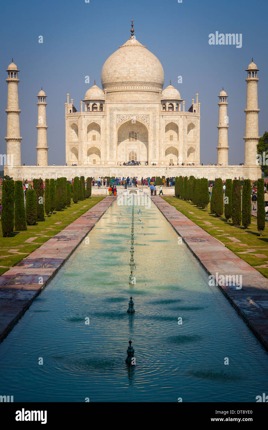 The Taj Mahal is a white marble mausoleum located in Agra, Uttar Pradesh, India Stock Photo