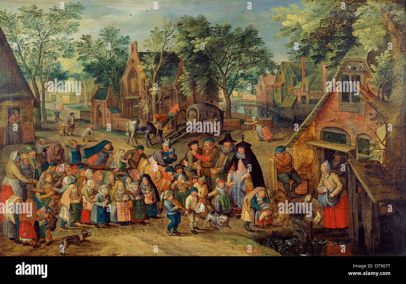 The Pentecost Bride Game, c. 1620. Artist: Brueghel, Pieter, the Younger (1564-1638) Stock Photo
