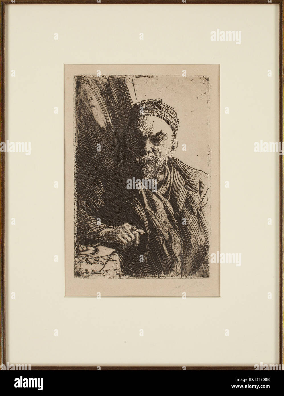 Portrait of the poet Paul Verlaine (1844-1896), 1895. Artist: Zorn, Anders Leonard (1860-1920) Stock Photo