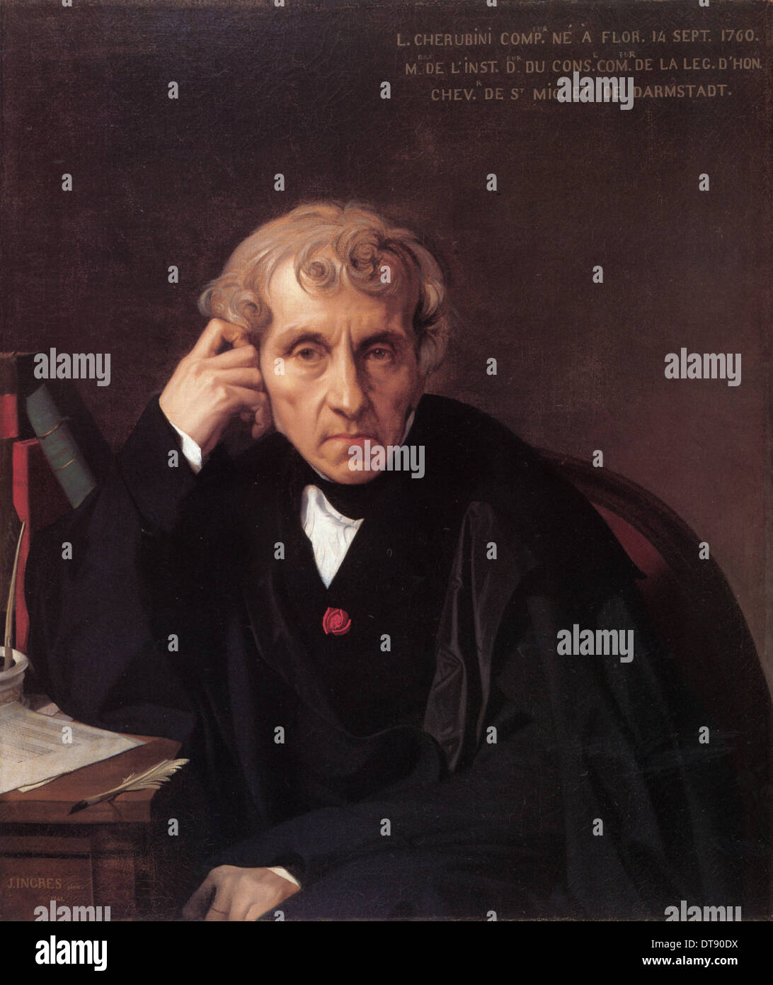 Portrait of the composer Luigi Cherubini (1760-1842), 1841. Artist: Ingres, Jean Auguste Dominique (1780-1867) Stock Photo