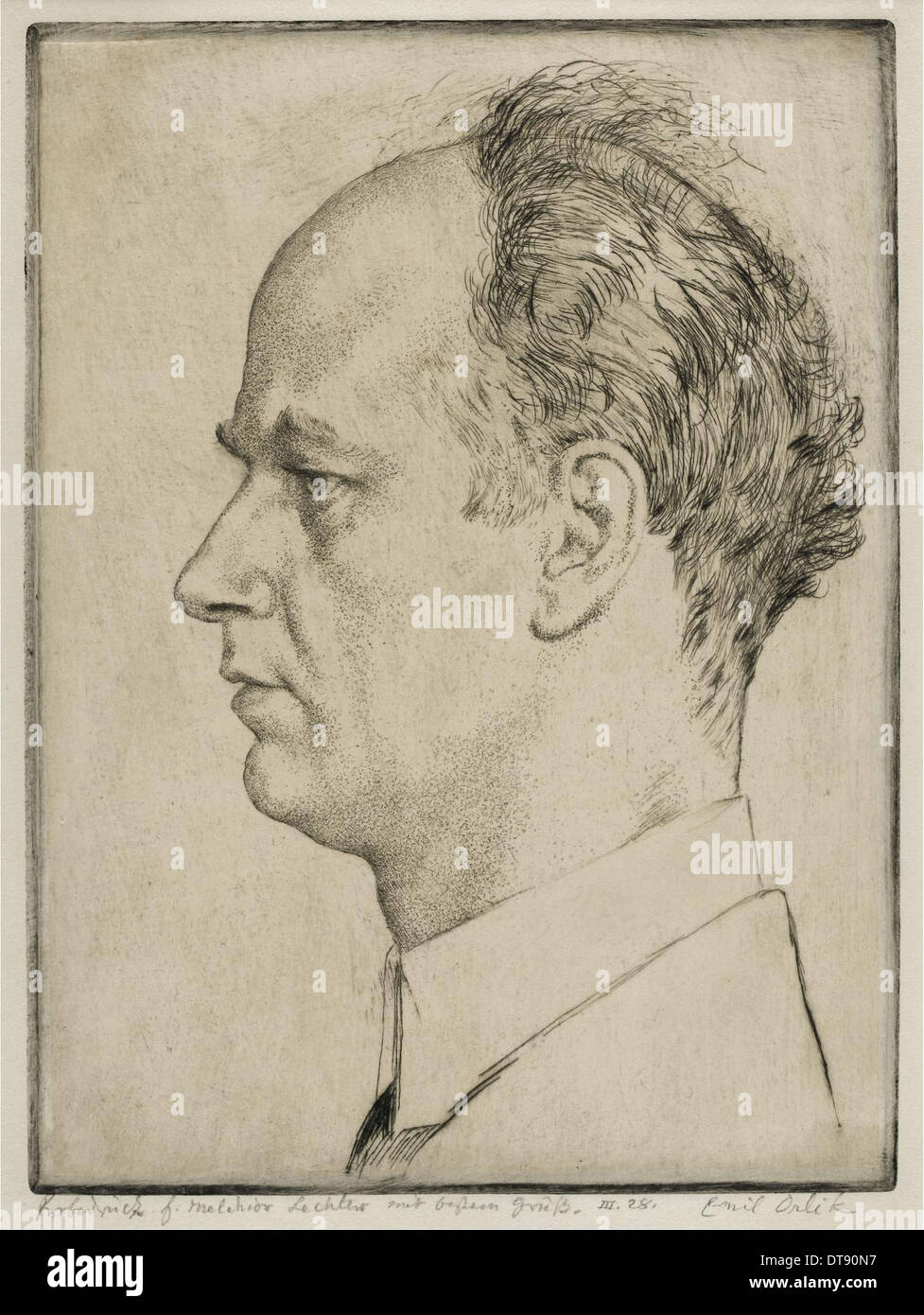 Portrait of Wilhelm Furtwängler (1886-1954), 1928. Artist: Orlik, Emil (1870–1932) Stock Photo