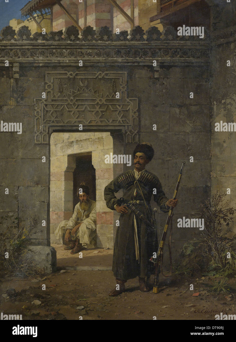 The Circassian guards, 1880. Artist: Khlebovsky, Stanislav (1835-1884) Stock Photo