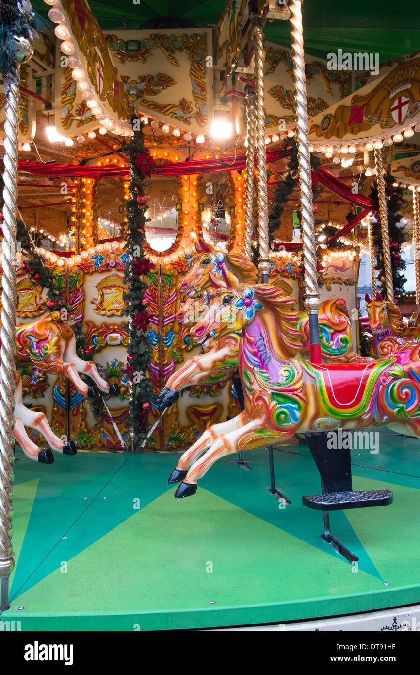 Fairground rides at the Christmas German market Birmingham, West Midlands UK Stock Photo Alamy