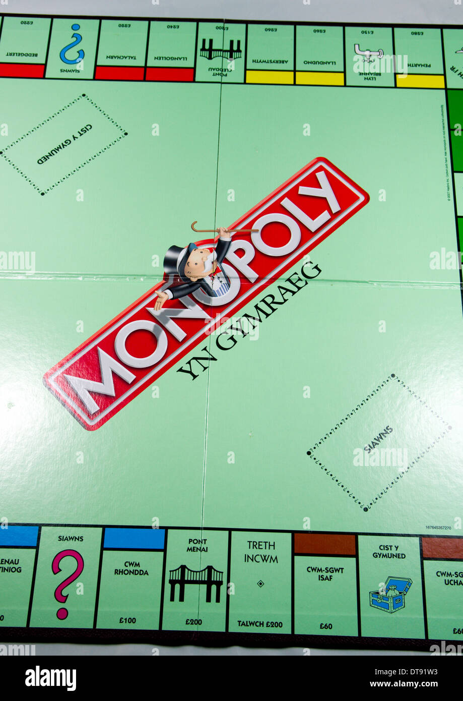 Welsh language version of Monopoly board game. Stock Photo