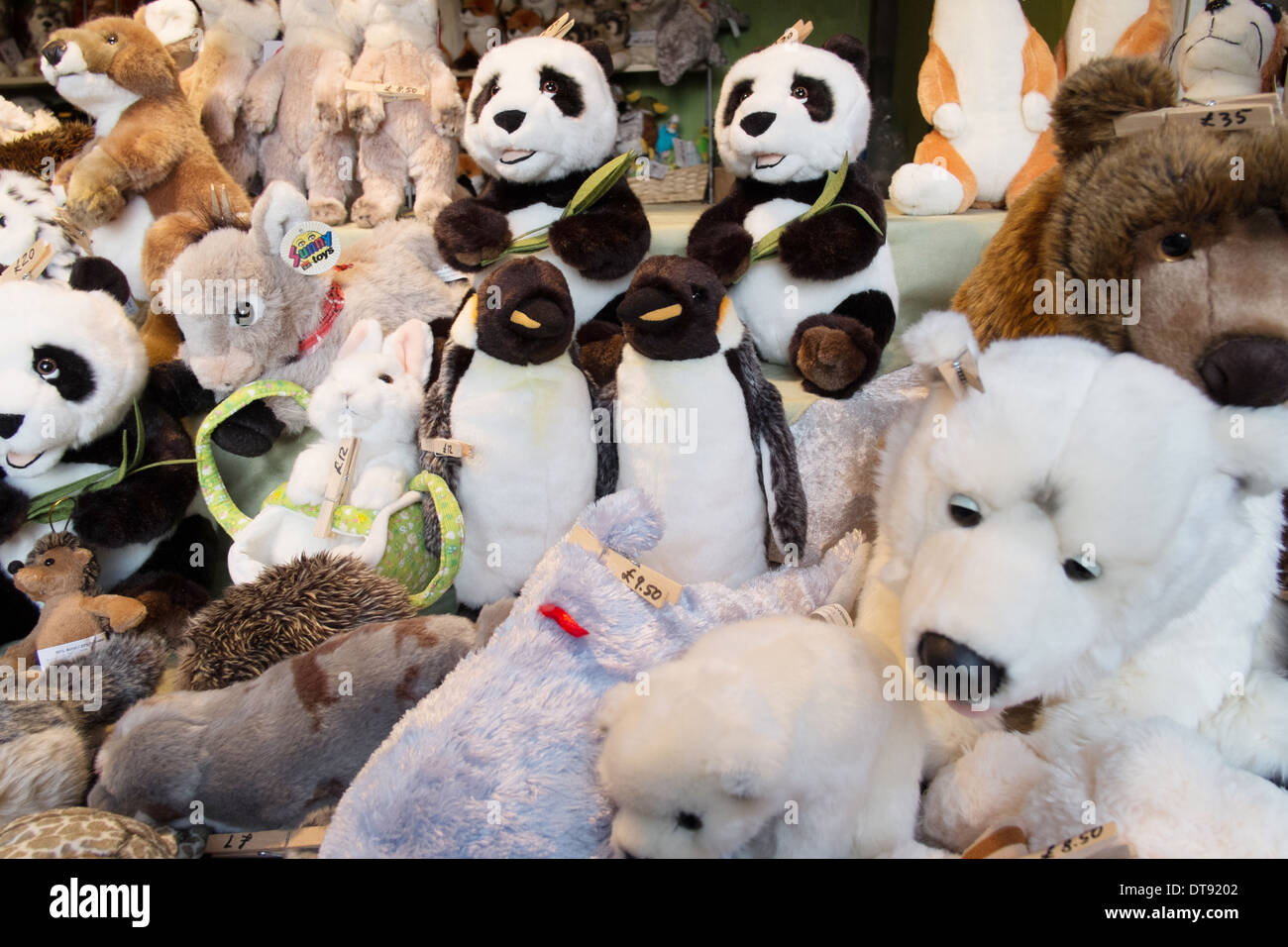 Birmingham Frankfurt Christmas Market 2013 - Market stall with stuffed furry animal figures 2013 Stock Photo