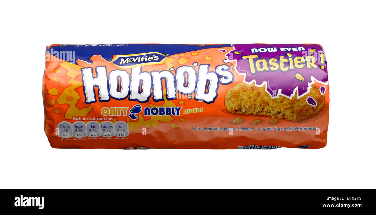 A cut out shot of a packet of Mcvities Hobnobs Stock Photo