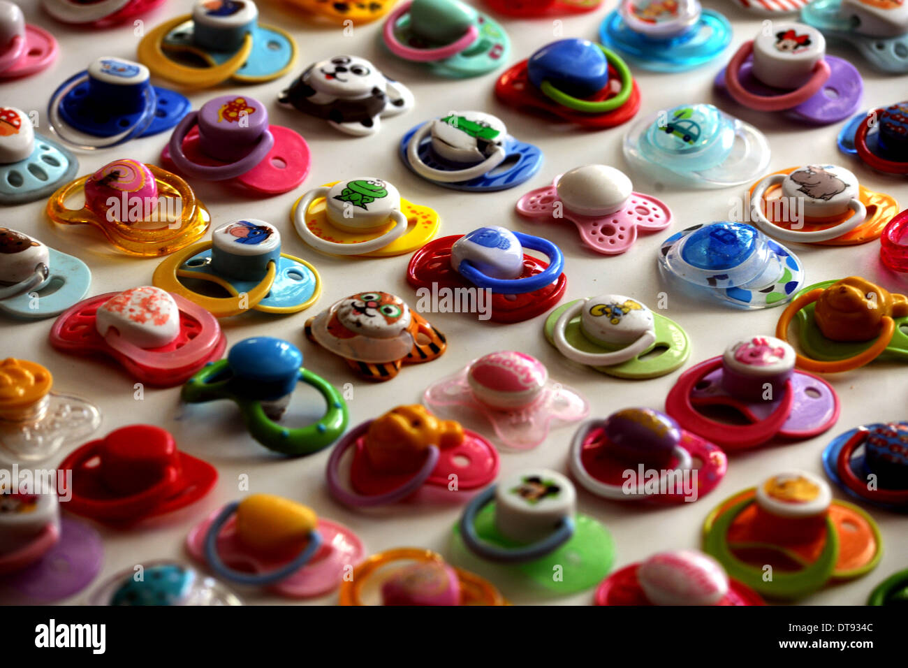 Baby Dummies used as art display Stock Photo