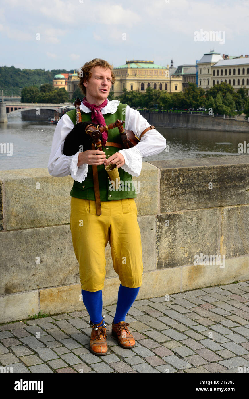 Entertainer on Charles Bridge Prague Czech Republic CZ Stock Photo