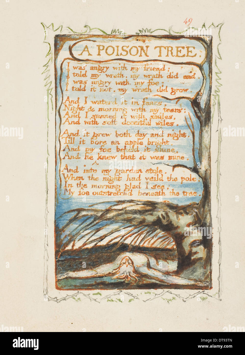 A Poison Tree. Songs of Innocence and of Experience, ca 1825. Artist: Blake, William (1757-1827) Stock Photo