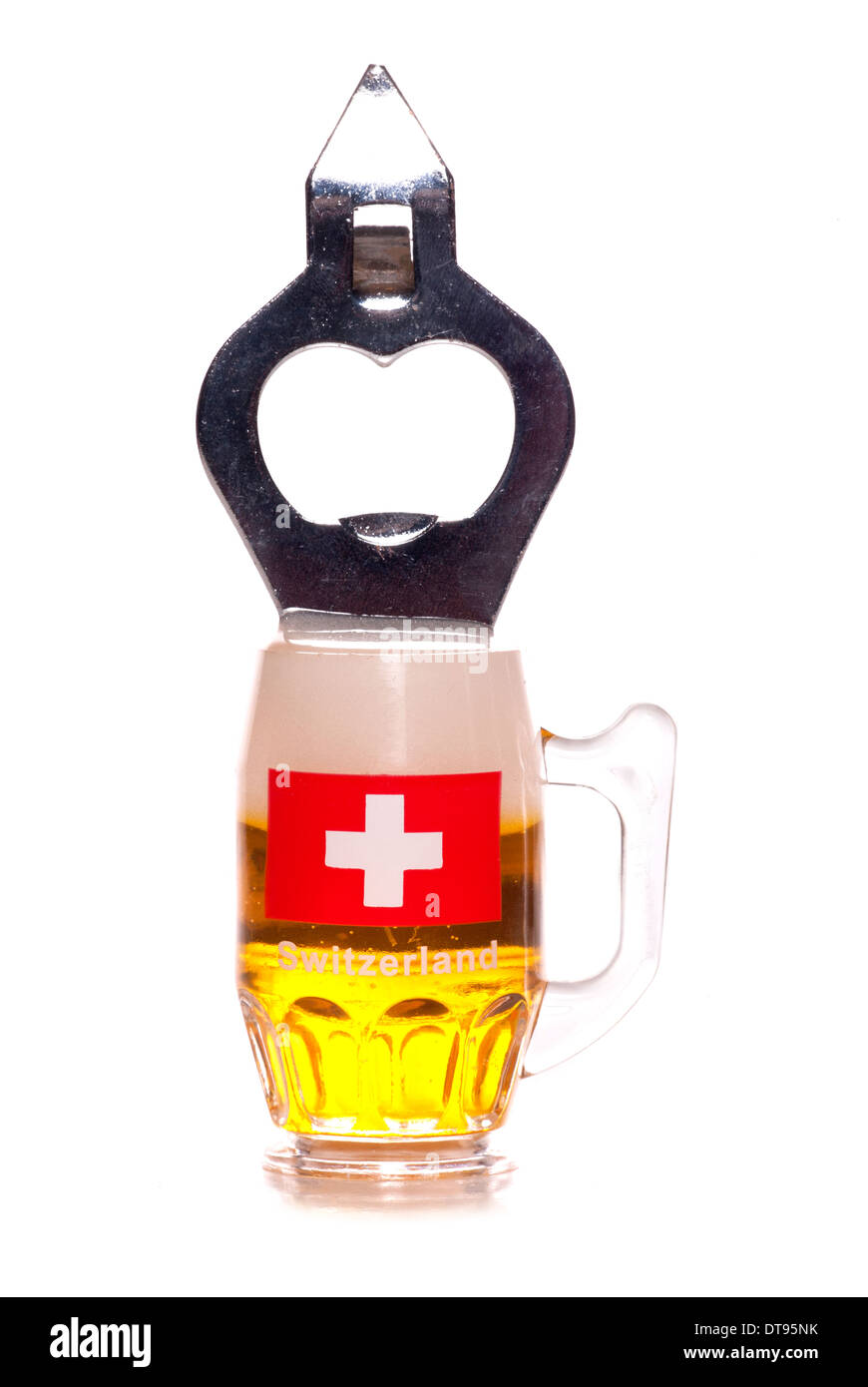 switzerland beer bottle opener cutout Stock Photo