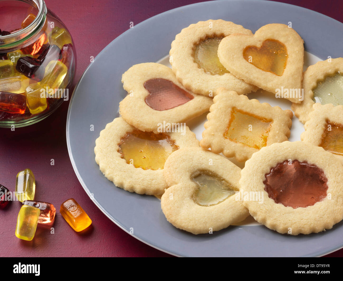 Window pane cookies Stock Photo