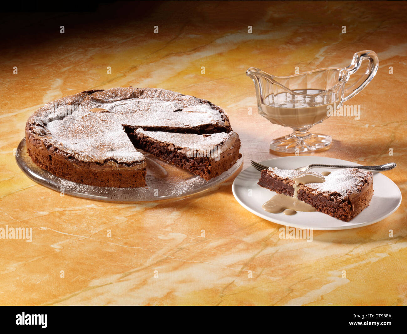 Chocolate intensity cake coffee cream sauce Stock Photo