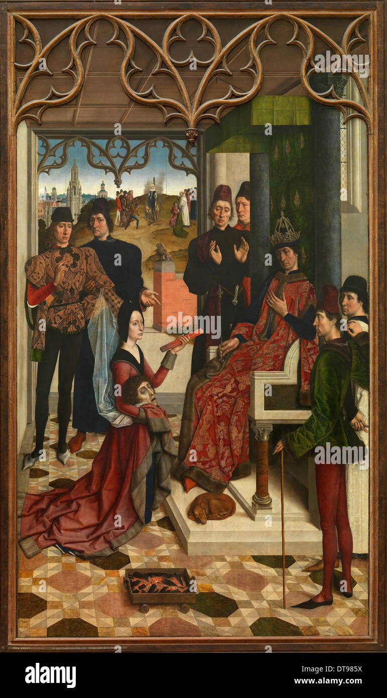 The Justice of Emperor Otto III: Ordeal by Fire, 1471-1475. Artist: Bouts, Dirk (1410/20-1475) Stock Photo