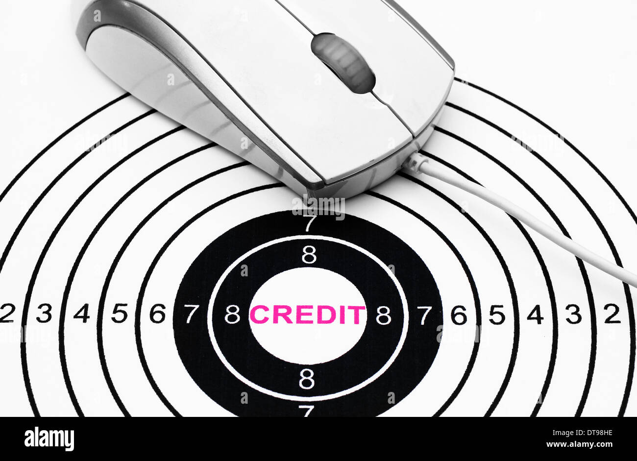 Credit text on target Stock Photo