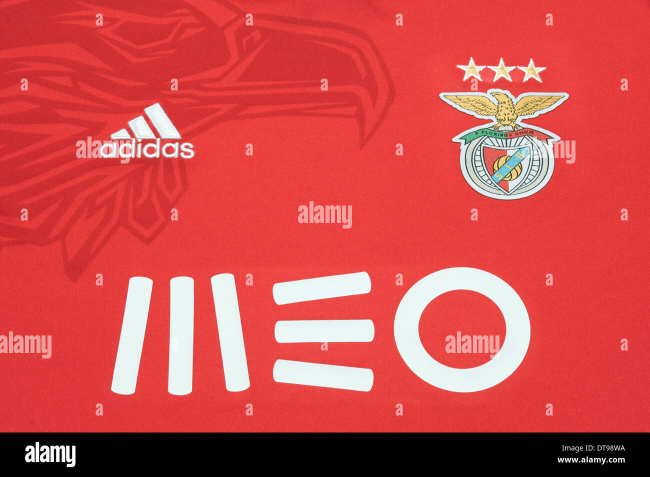Close up of the S.L Benfica football team kit Stock Photo