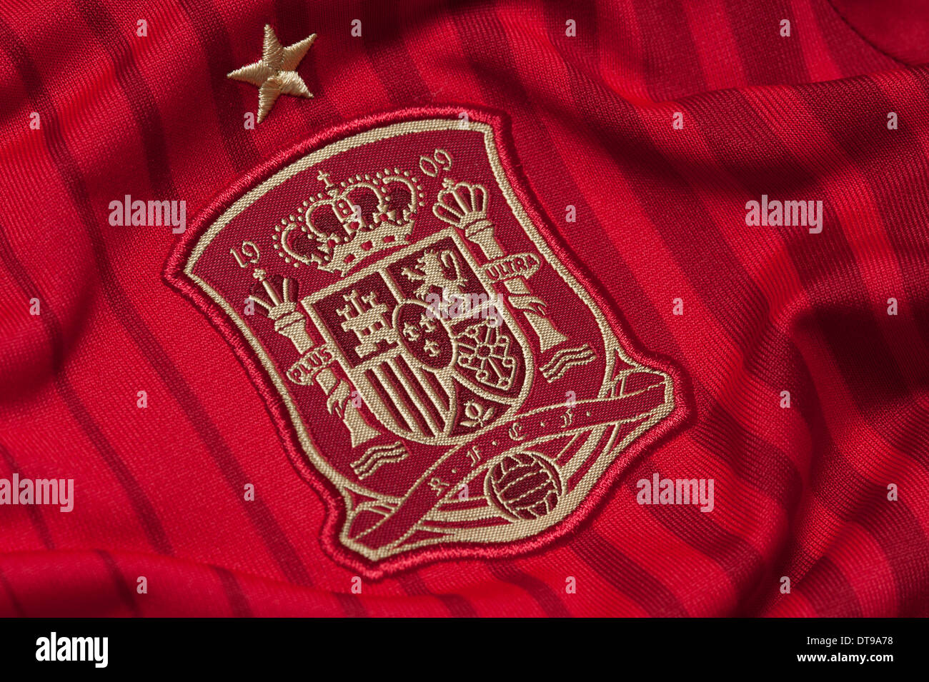 Close up of the Spanish National Football team kit Stock Photo